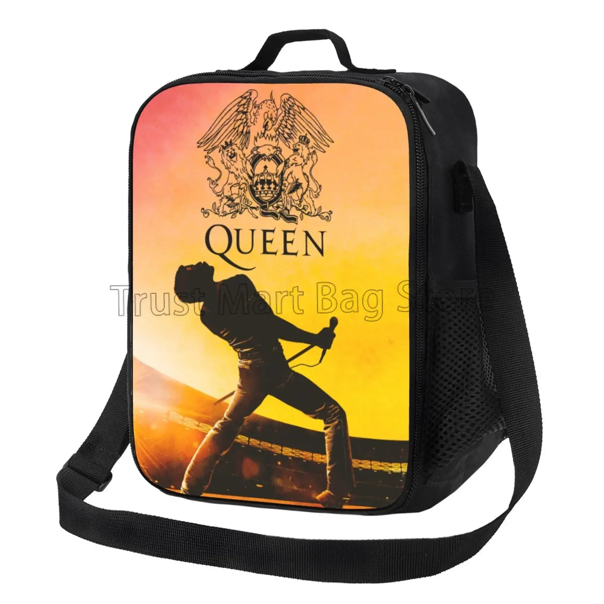 Freddie Mercury Queen Insulated Lunch Bag Reusable Thermal Tote with Adjustable Shoulder Strap for School Work Picnic