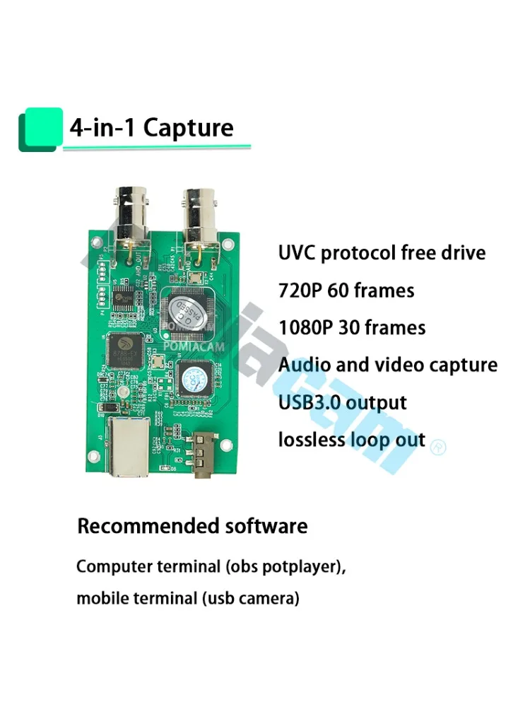 4 in 1 CAPTURE  CARD converts AHD,CVBS,TVI,CVI USB 3.0 Plug and Play Works with OBS,Potplayer, AMCAP For Windows,Linux,Android