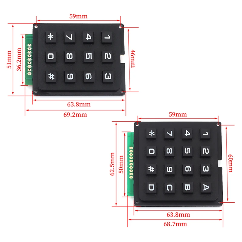 3*4 4*4 Matrix Switch Keyboard Keypad Array Module ABS Plastic Keys 4x4 3x4 12 16 Key Button Membrane Switch DIY Kit forArduino