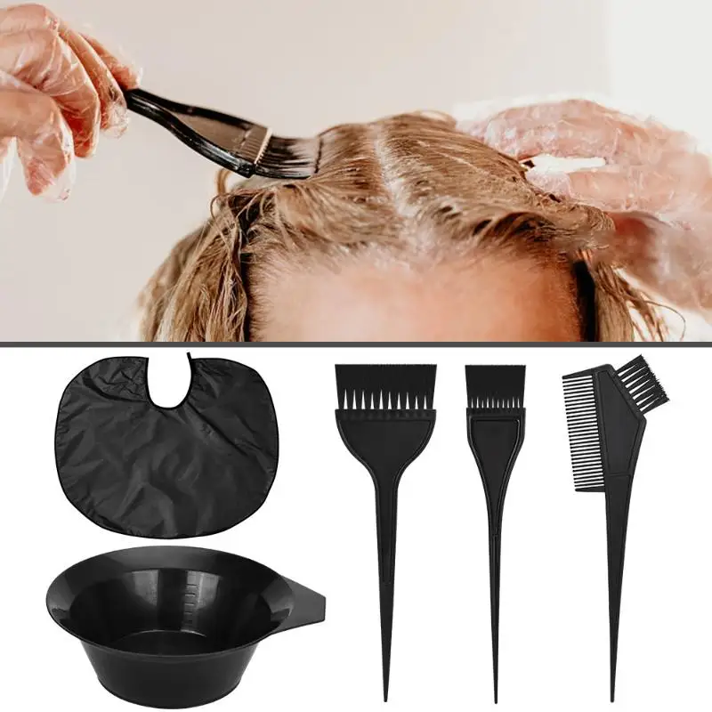Hair Dyeing Kit Set - Home Salon Grade Tools including Brush Cream Bowl Coloring Brush Comb Earcap Clips Dyeing Cape