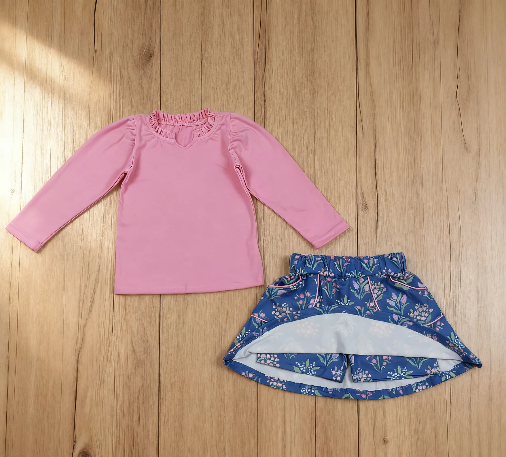 

Z916-17 GLD1256 Baby Girls Clothes Long Sleeve Top With Skirt Set Kids Boutique Outfits