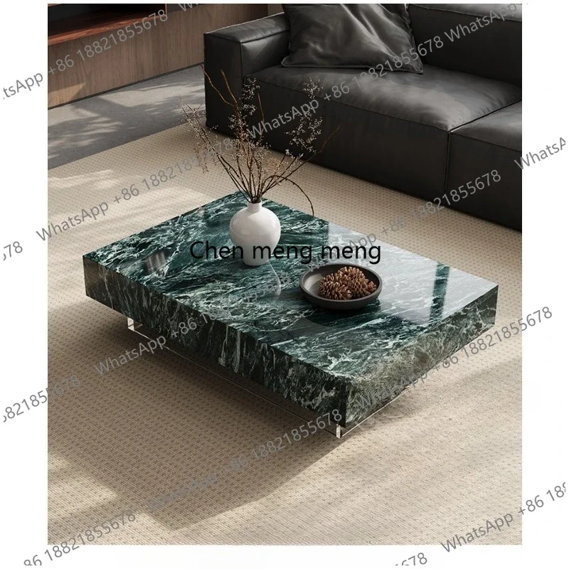 

RR Modern simple living room suspension square coffee table marbled coffee table transparent
