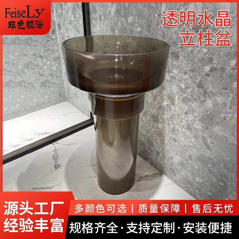 Foshan Manufacturer Transparent Resin Crystal Column Basin Wholesale Washbasin Floor-to-ceiling Washbasin Personalized Washbasin