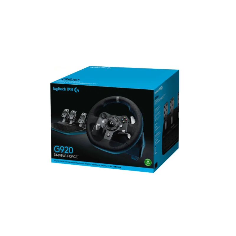 Originale Logitechs G920 Driving Force Racing Wheel e pedali da pavimento, Real Force Feedback, paletta in acciaio inossidabile