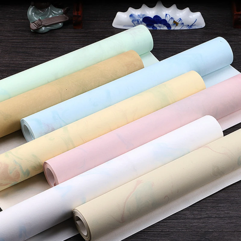 

Chinese Calligraphy Batik Color Half-Ripe Rice Paper Calligraphy Brush Pen Creation Competition Special Xuan Paper Papel Arroz