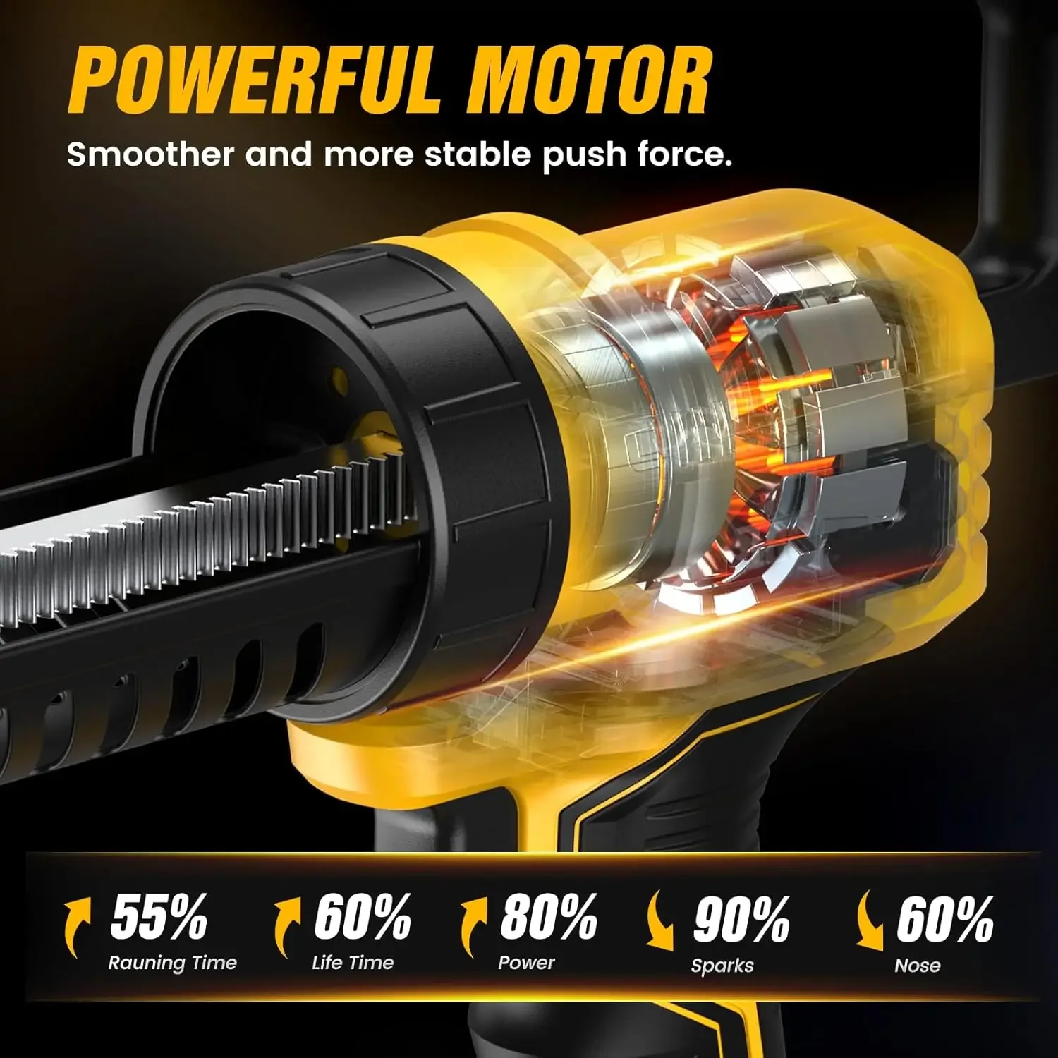 Taskstar Caulking Gun Cordless Cartridge Press 300ML Electric Cartridge Gun 5 Adjustable Speed W/LED Light for Filling Sealing