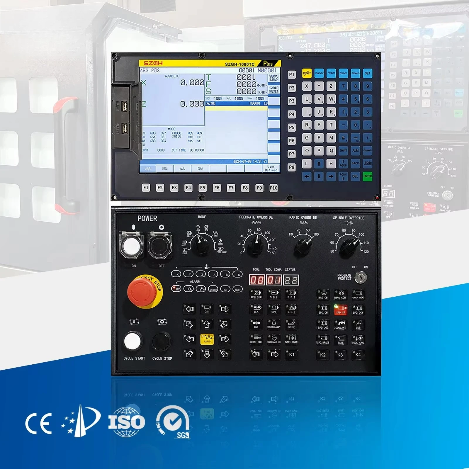 

control lathe controller kit SZGH-1080TC 2-6 aixs numerical control lathe or milling machine supports ATC and PLC functions