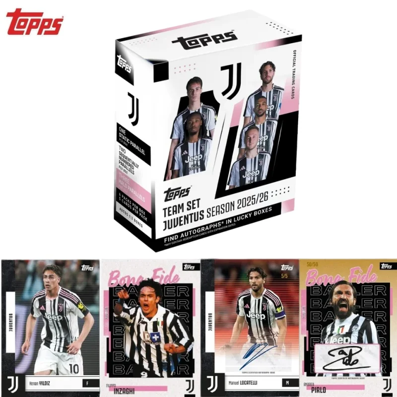 Сезон 2025-26 Topps Ювентус Командный набор Официальные коллекционные карточки с автографами футбольных звезд Подарок для развлечения Оригинальная коробка