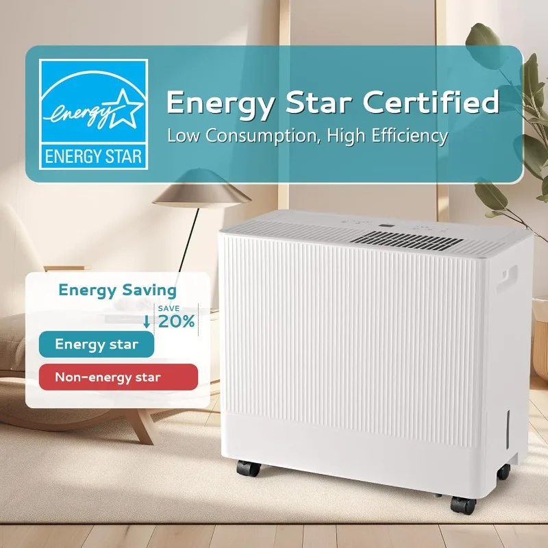 4500 Sq.Ft Energy Star Dehumidifier for Basement with Drain Hose, 50 Pint to 110 Pint Dehumidifier with 1.59 Gallon Water Tank