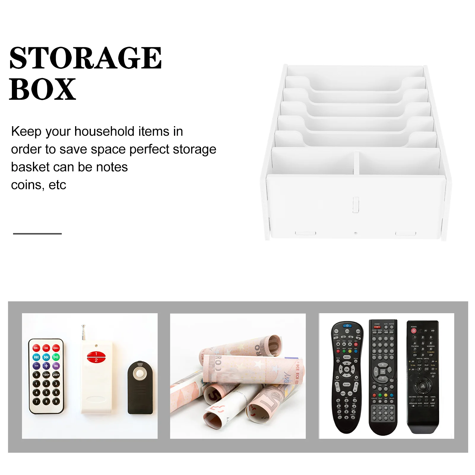 Receipt Storage Box Money Tray Organizer Currency till Calculator Holder Stand Desktop Cell Phone