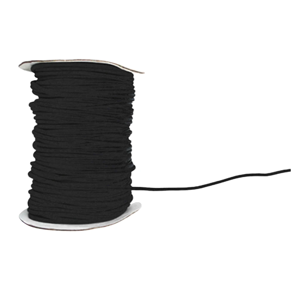 Black 4mm Elastic Bungee Cord Shock Resistant Rope with Rubber Latex Core for Roof Racks Boats Kayaks Trailers