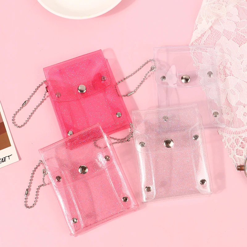 

Fashion Glitter Transparent Coin Purse PVC Photo Card Wallet For Girls Clear Mini Hasp Change Pouch Keychain