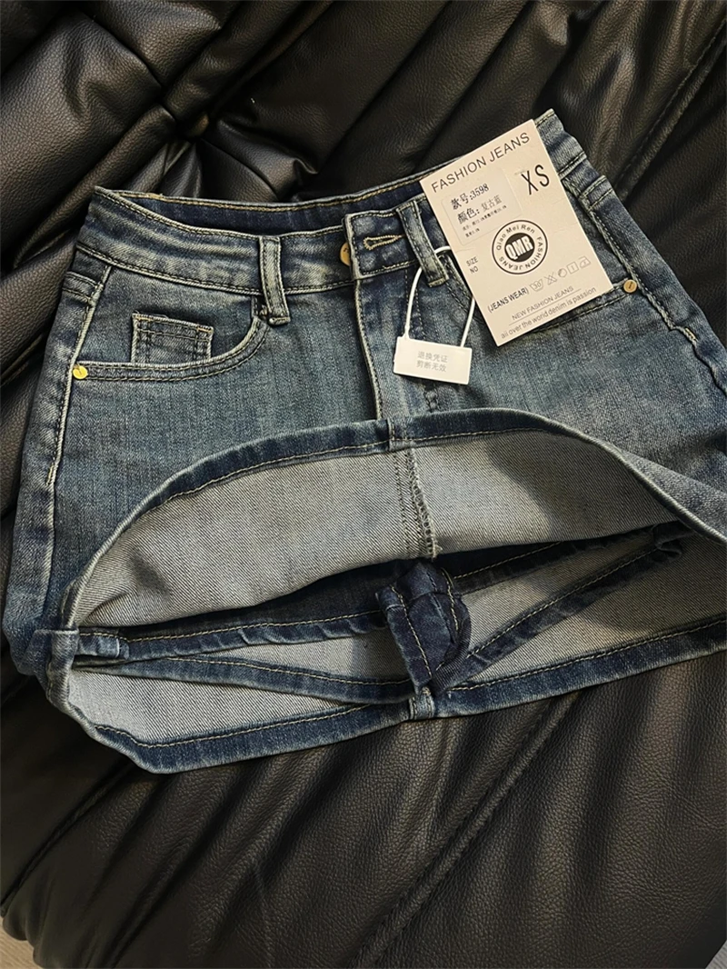 Blauer A-Linien-Jeansrock für Damen, Y2k-Jeans-Shorts, Röcke, Harajuku, 90er-Jahre, Vintage-Mini-Cowboy-Rock, 2000er-Jahre-Modekleidung, Sommer 2024 – Detail 3