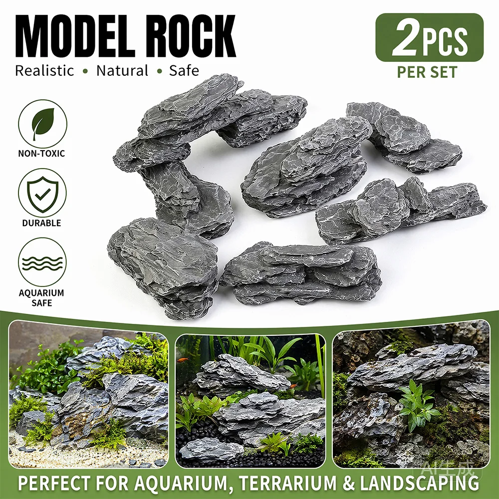 Micro Landscape Iirregular Stone Model Simulation Slate Rockery for Platform Materials Decorative Diorama Accessory 2Pcs/lot