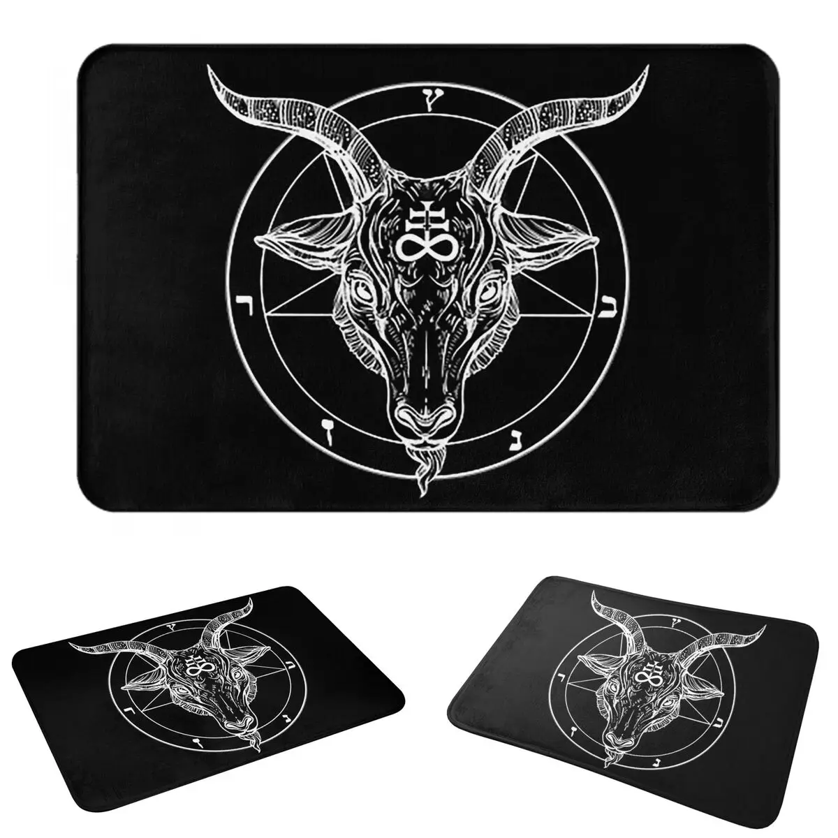 Baphomet Goat Head With Pentagram Or Satanist Symbol Doormat Absorbent Mat Carpet Rug Kitchen Entrance Home Floor Mat for Room