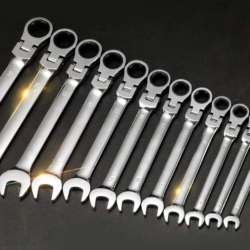 12pcs Multitool Wrench Ratchet Spanners Hand Tools With Portable Toolbox 8-19mm Metric CR-V Quick Access Spanner