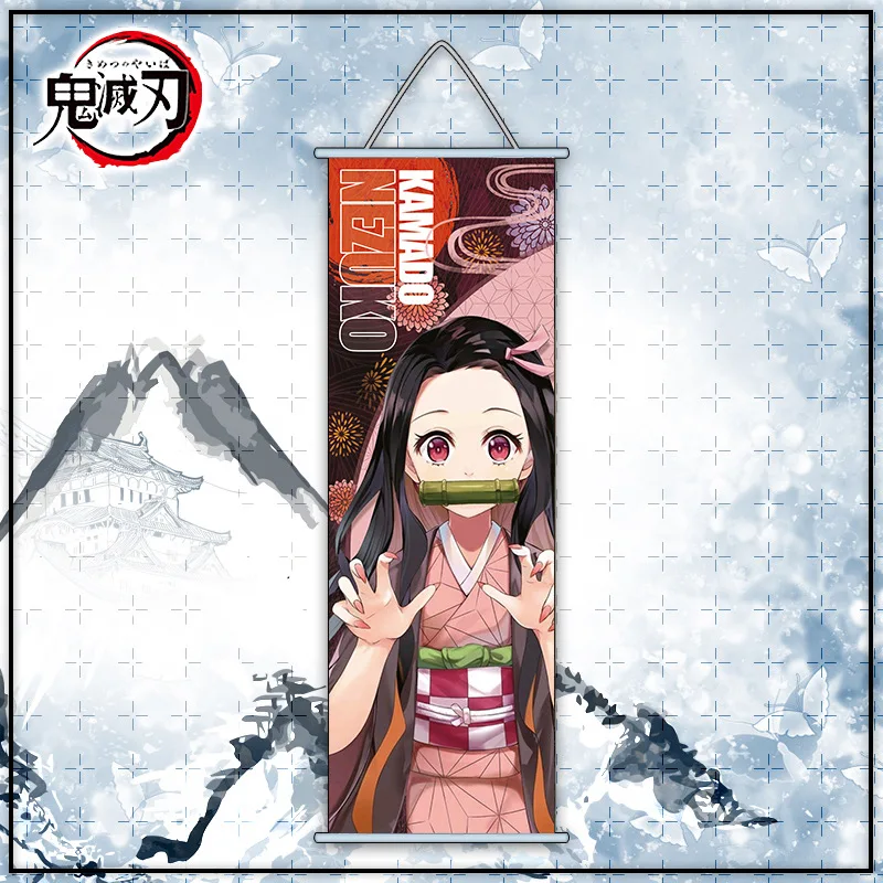 Demon Slayer Cartoon Anime Tanjirou Nezuko Scroll Canvas Wall Hanging Painting Home Decor Anime Poster Wall Art Room Decoration