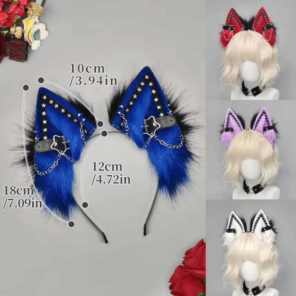 Party Costume Prop Animal Cat Ears Headband Artificial Y2K Gothic Headband Hair Accessories Reusable Hair Accessories Children 6
