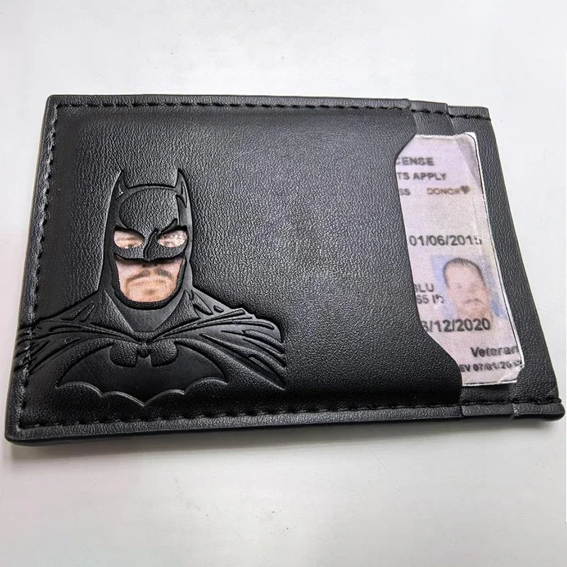 Leather Bat Wallet Personalized Superhero Mask Card Holder Bat ID Heroic Wallet Gift view 4