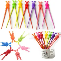 NIEUW 100 paar kinderen kind beginner gemakkelijk leuk leren training helper konijntje rubberen plastic eetstokjes