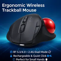 Wireless Trackball Mouse, Rechargeable & Ergonomic, Bluetooth/USB, Thumb Control, 3 Device Connection for Windows/Mac/PC