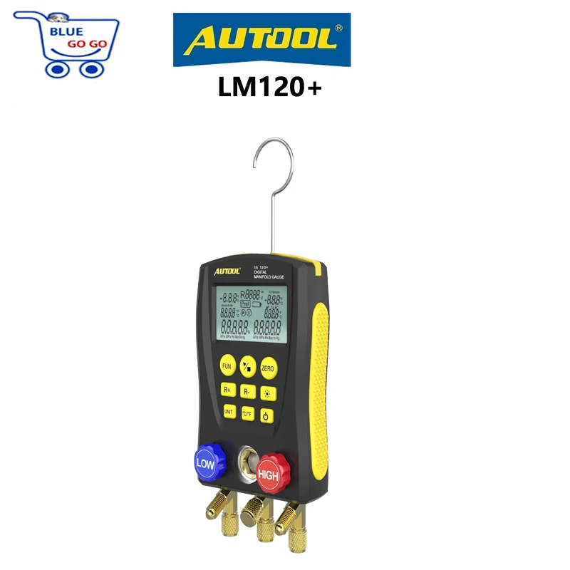 AUTOOL LM120+ - Manómetro Digital de Presión de Refrigerante para Aire Acondicionado de Automóvil, con Medidor de Presión de Fluoruro y Vacío