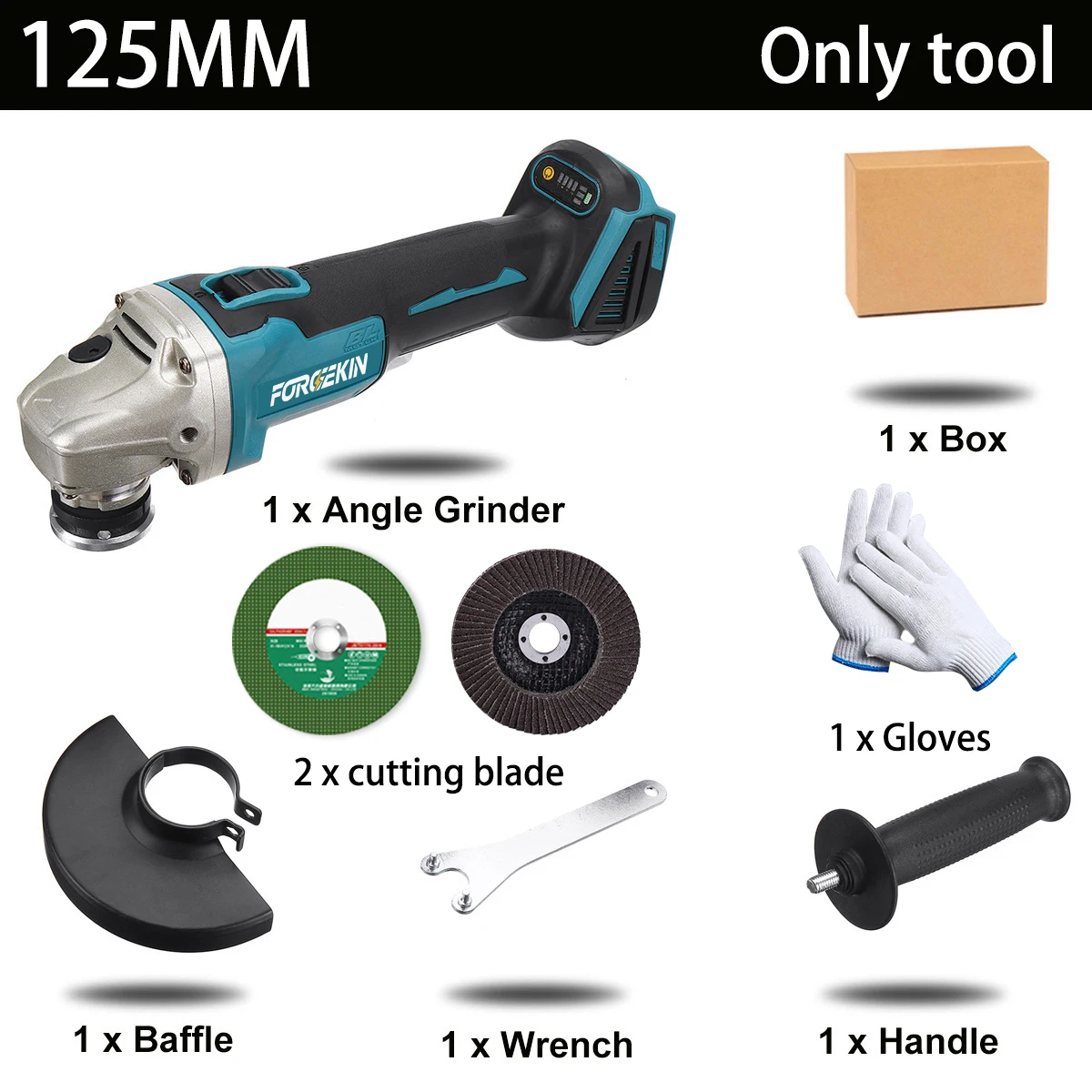

FORGEKIN 125mm100mm Brushless Angle Grinder 4 Gears Cordless Grinding Machine Cutting Woodworking For Makita 18V-21V Battery Pin