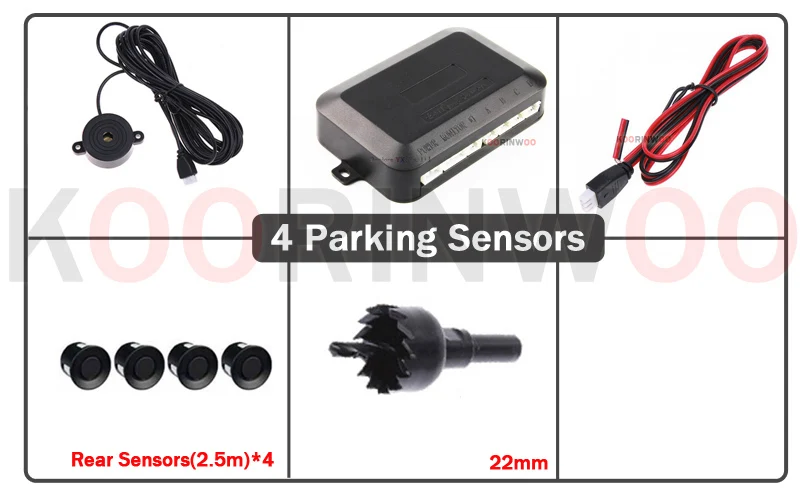 Koorinwoo Einstellbare Lautsprecher-Parktronic Auto-Einparksensoren 8 4 Sensoren Vorne Hinten Summer-Alarm Auto-Detektor Einparkhilfe – Detail 5