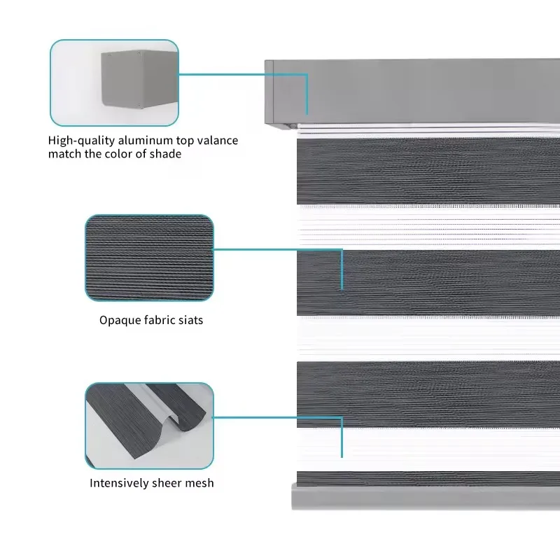 Tende zebrate con controllo a molla senza fili di design sicuro per bambini di dimensioni personalizzate di nuovo stile di vendita caldo per la camera da letto