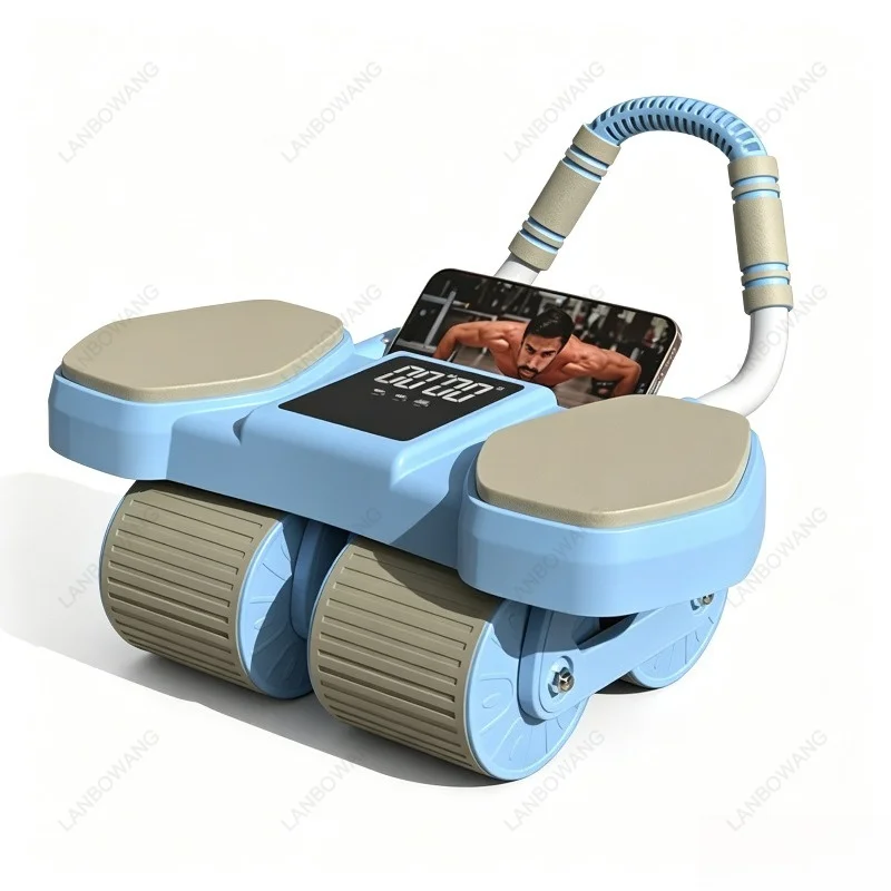 Smart 4 Wheels Auto Rebound Ab Roller With Double Elbow Support For Men Women Abdominal Workout Home Fitness Gear