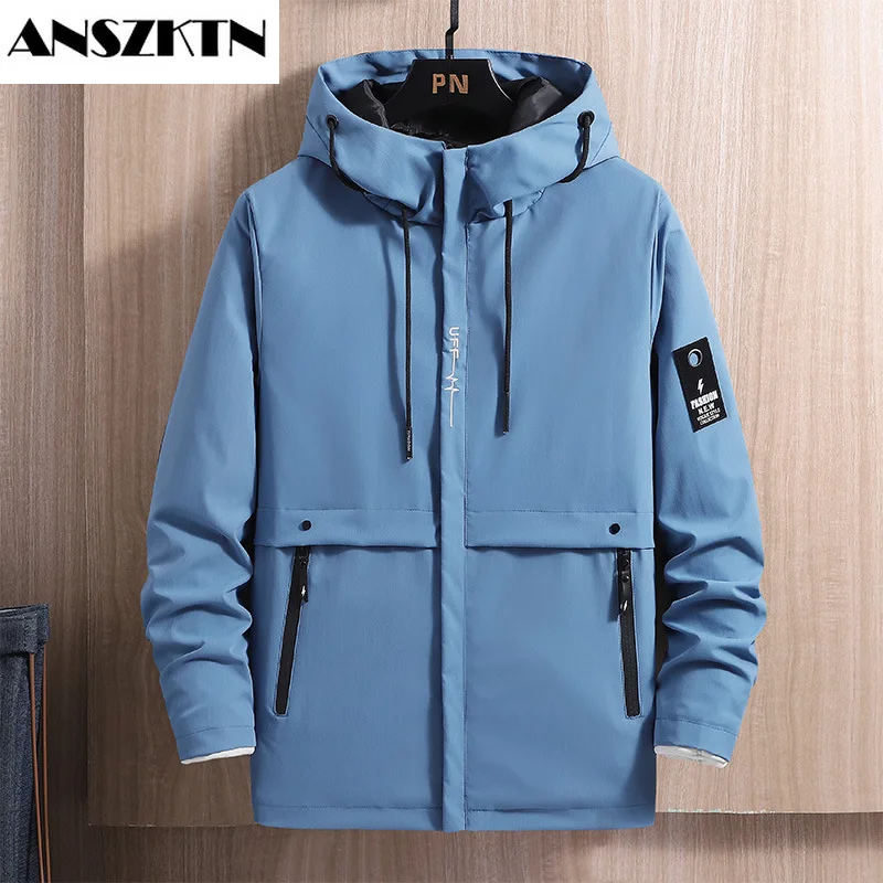 

ANSZKTN Jacket male spring and autumn new hooded men's coat Korean fashion handsome men's jacket casual jacket windbreaker male