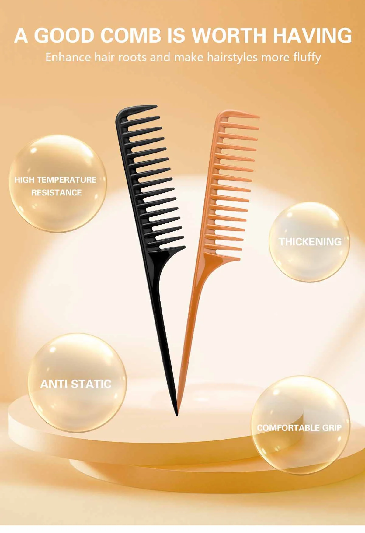 Professioneller Friseurkamm, Haarschmuck, Bürste, spitzer Schwanzkamm für Perückengeflecht, Haarfärbemittel und Highlights, Haar-Styling-Geräte – Detail 5