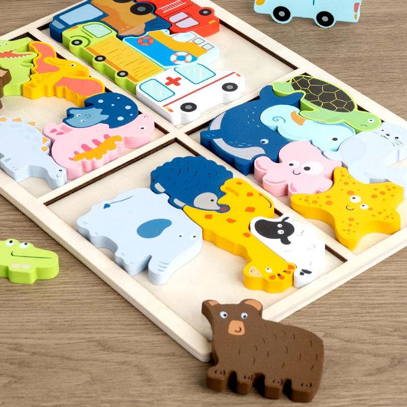 لغز الصور المقطوعة لحركة المرور الخشبية ثلاثية الأبعاد للأطفال والرضع مع أقل من 50 قطعة - لعبة التنمية المعرفية التعليمية هدية #4
