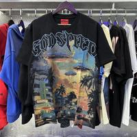 Luxury Design GOD SPEED Men's T-shirts City UFO Printed Top Tees Designer Brand Men's T-shirts