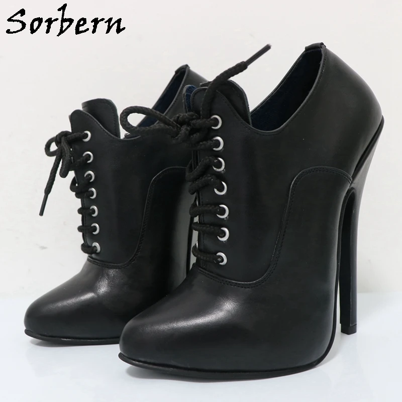 Sorbern Sexy Women Pump Lace-Up Pointed Toe 16Cm High Heel Stilettos Crossdresser Shoes Genuine Leather Suede Custom Colors