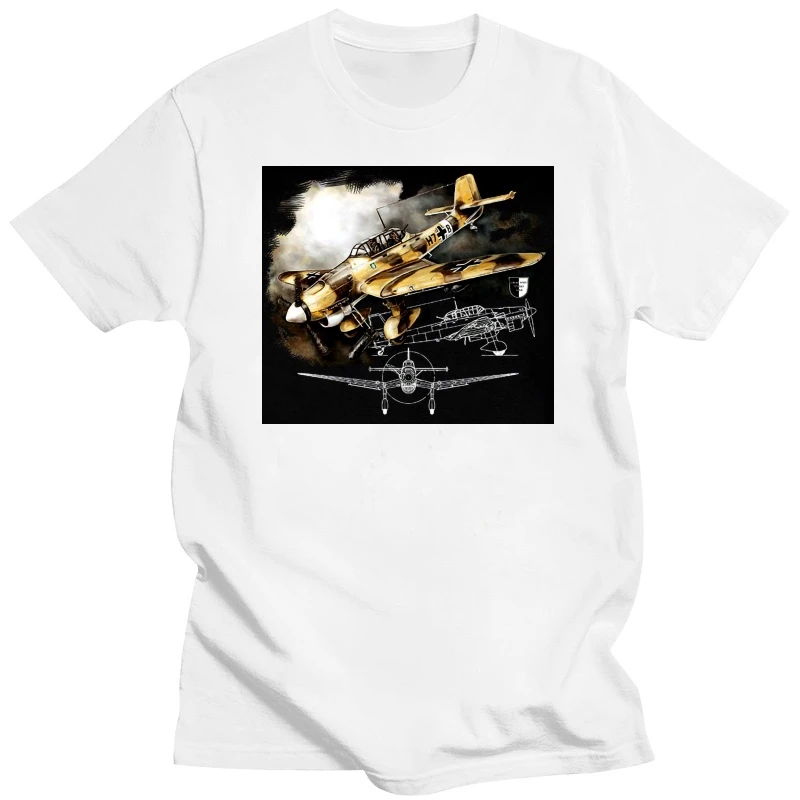 ALFASHIRT Lukas Wirp Ju87 Stuka Africa Dive Bomber Tropics Air Force Painting Militaria Printed Mens Men T Shirt