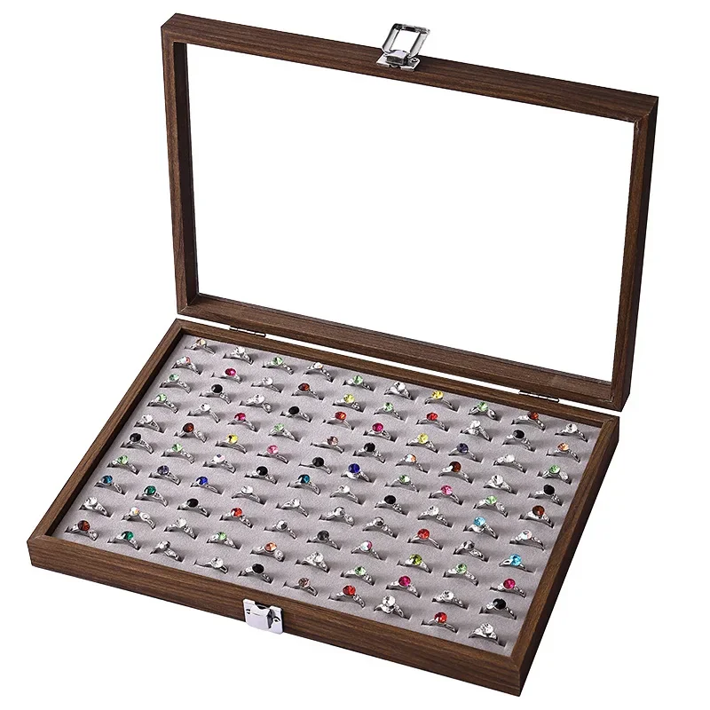 

New walnut wood dustproof jewelry box with lid, ring, necklace, bracelet storage box, for jade and coins and other valuables