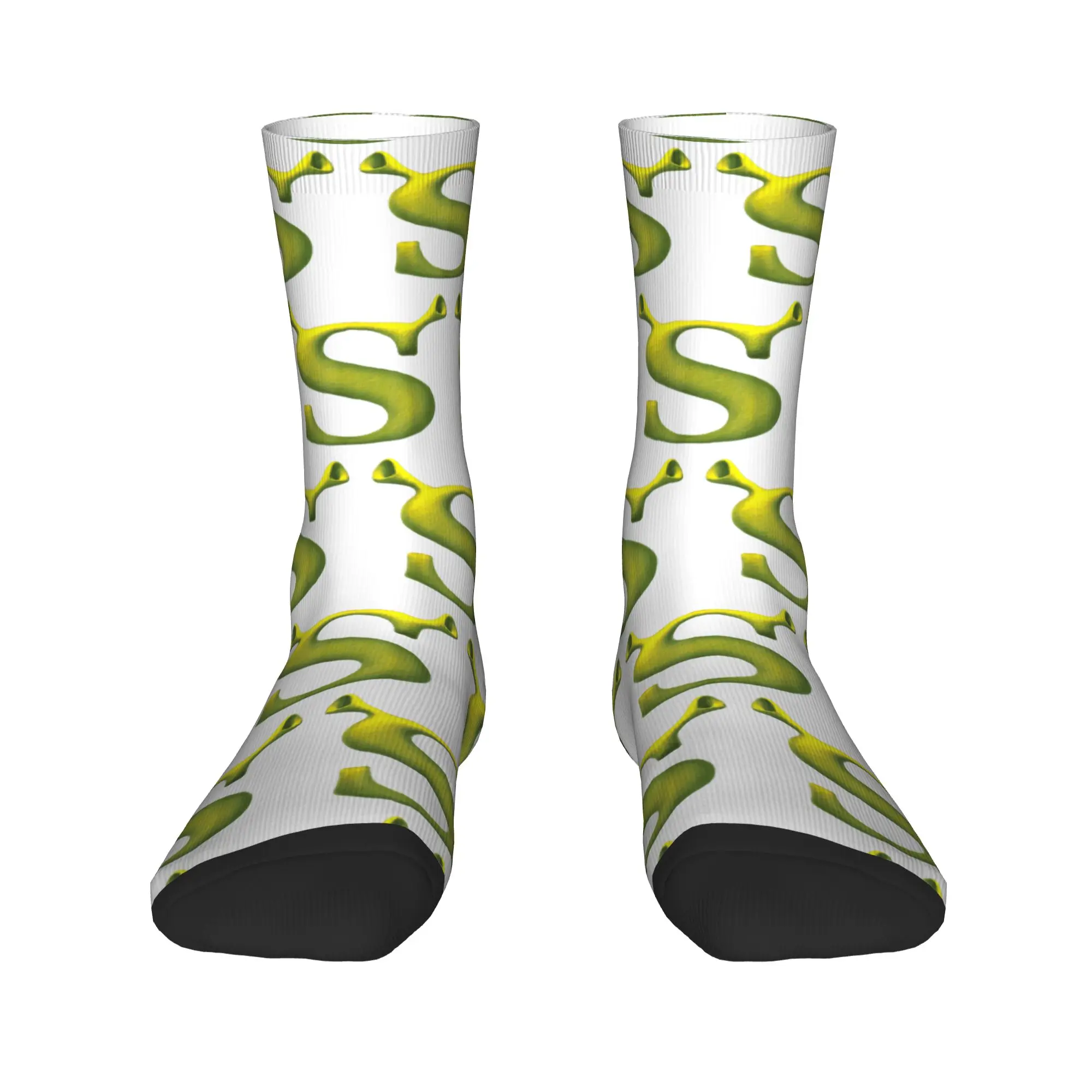 Autumn Winter Funny Men's Women's Shreks Initial Logo Poster Socks  Non-slip Skateboard Socks
