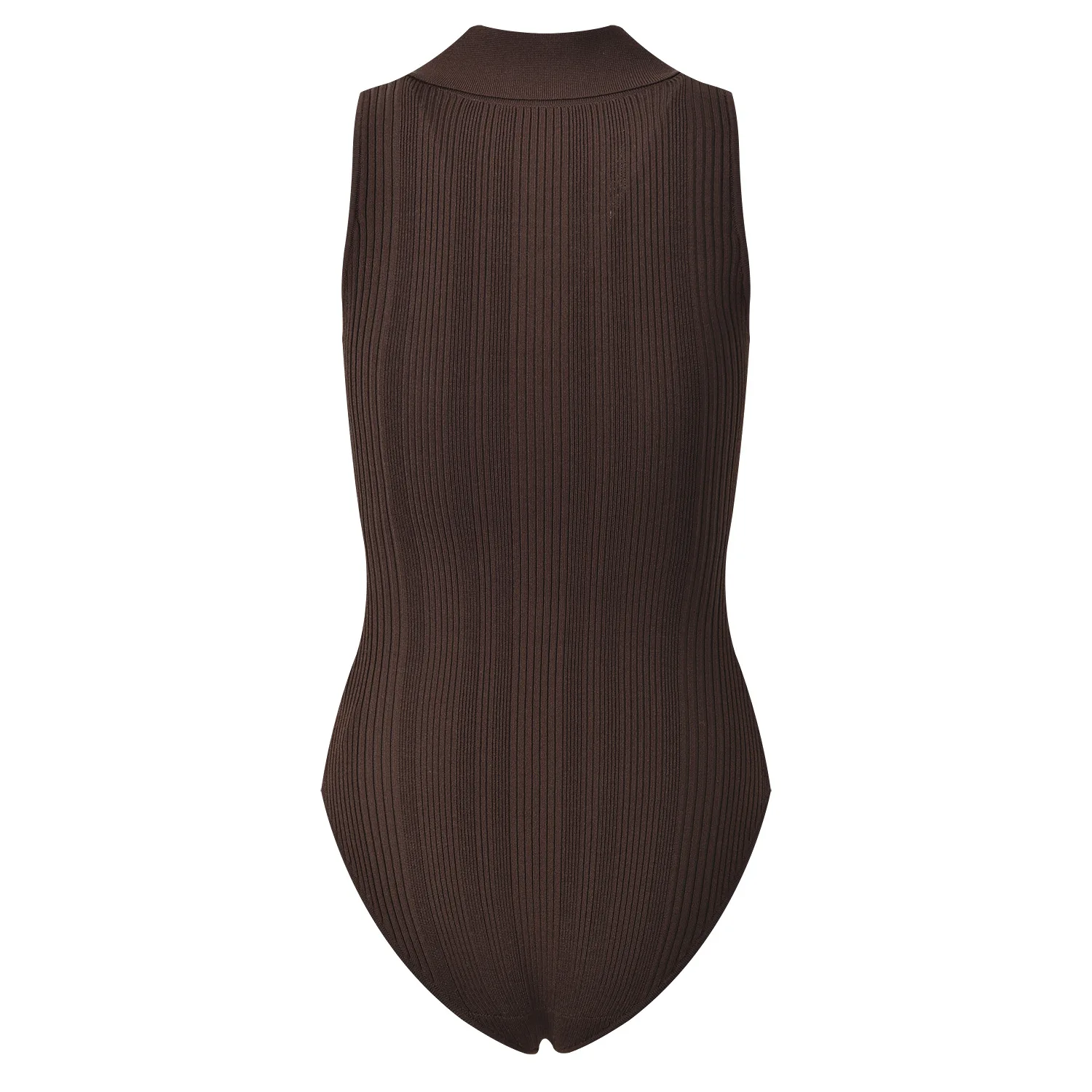 2026 Summer New French Style Sexy Collared Sleeveless Ribbed Solid Color Slim Fit Knit Jumpsuit Women Romper