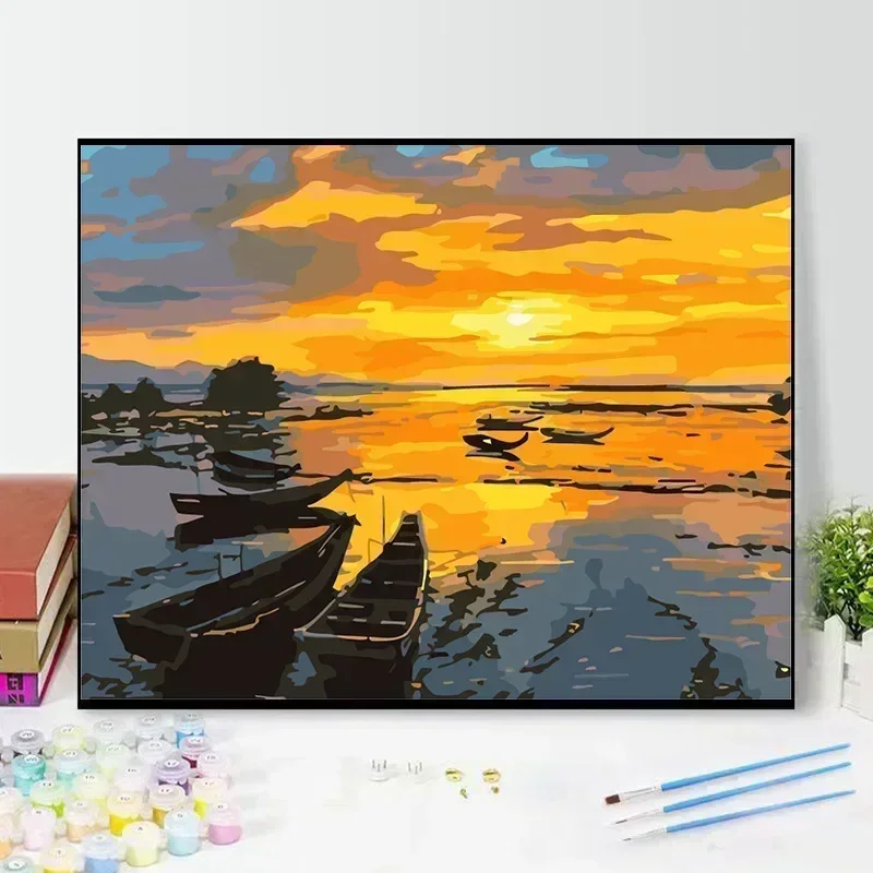 21364-Tulip diy digital   acrylic flower painting explosion hand-filled landscape painting