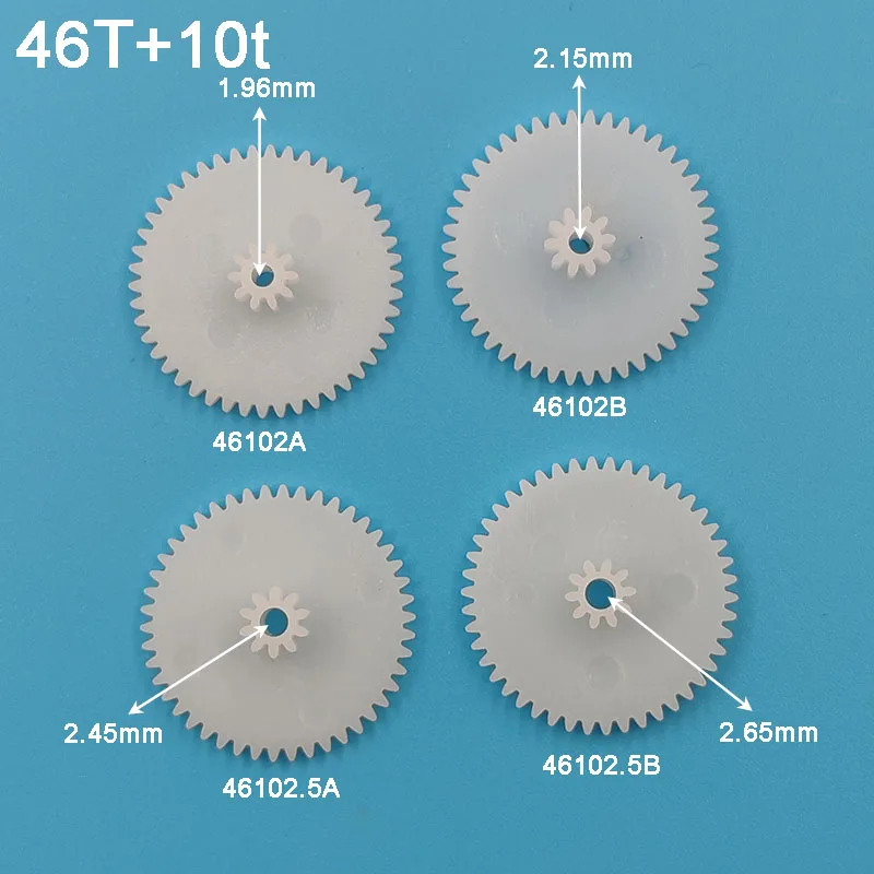 46102A 46102B 46102.5A 46102.5B 0.5M ingranaggio motore OD = 24mm 46 denti + 10 denti 2mm/ 2.5MM foro doppi ingranaggi in plastica 46 + 10 T