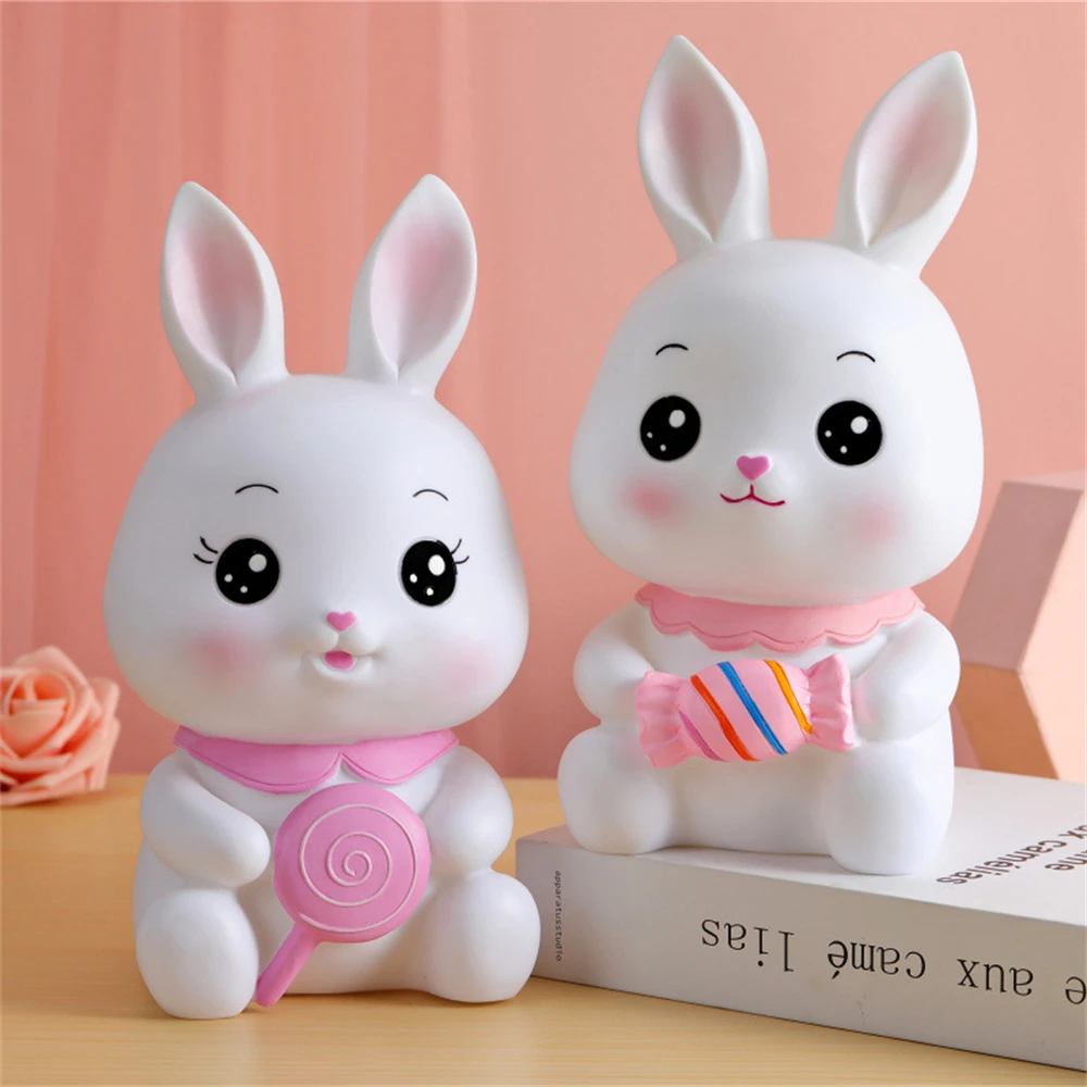 Cartoon Piggy Banks Kids Bunny Saving Rabbit Money-Box Specie Cash Jar Easter Animal Figurine Girl Children Savings Kid Toy Gift