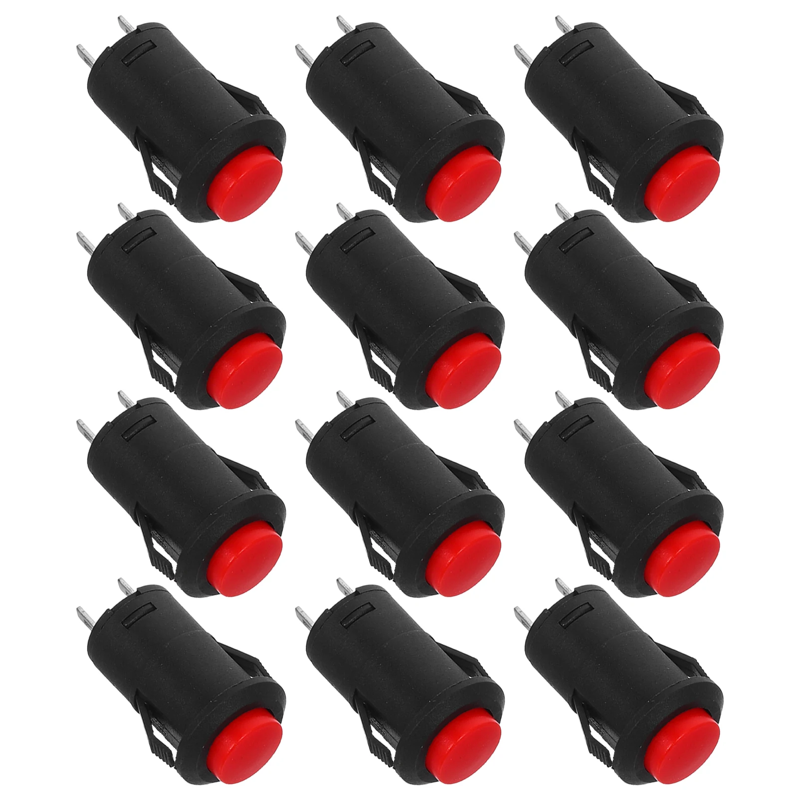 

12pcs Self-Locking Push Button Switch Red 12Mm Waterproof Latching Switch For Industrial Automation Emergency Stop