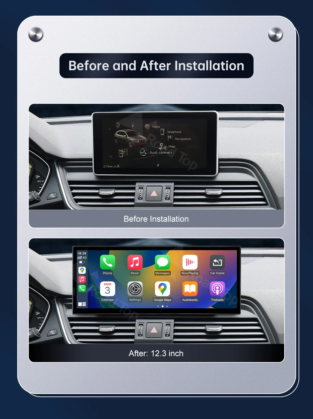 12,3 Zoll Multimedia-Display-Touchscreen für Audi Q5 MIB 2018-2019 Airplay Miracast Funktion Wireless Carplay Android Auto – Detail 3