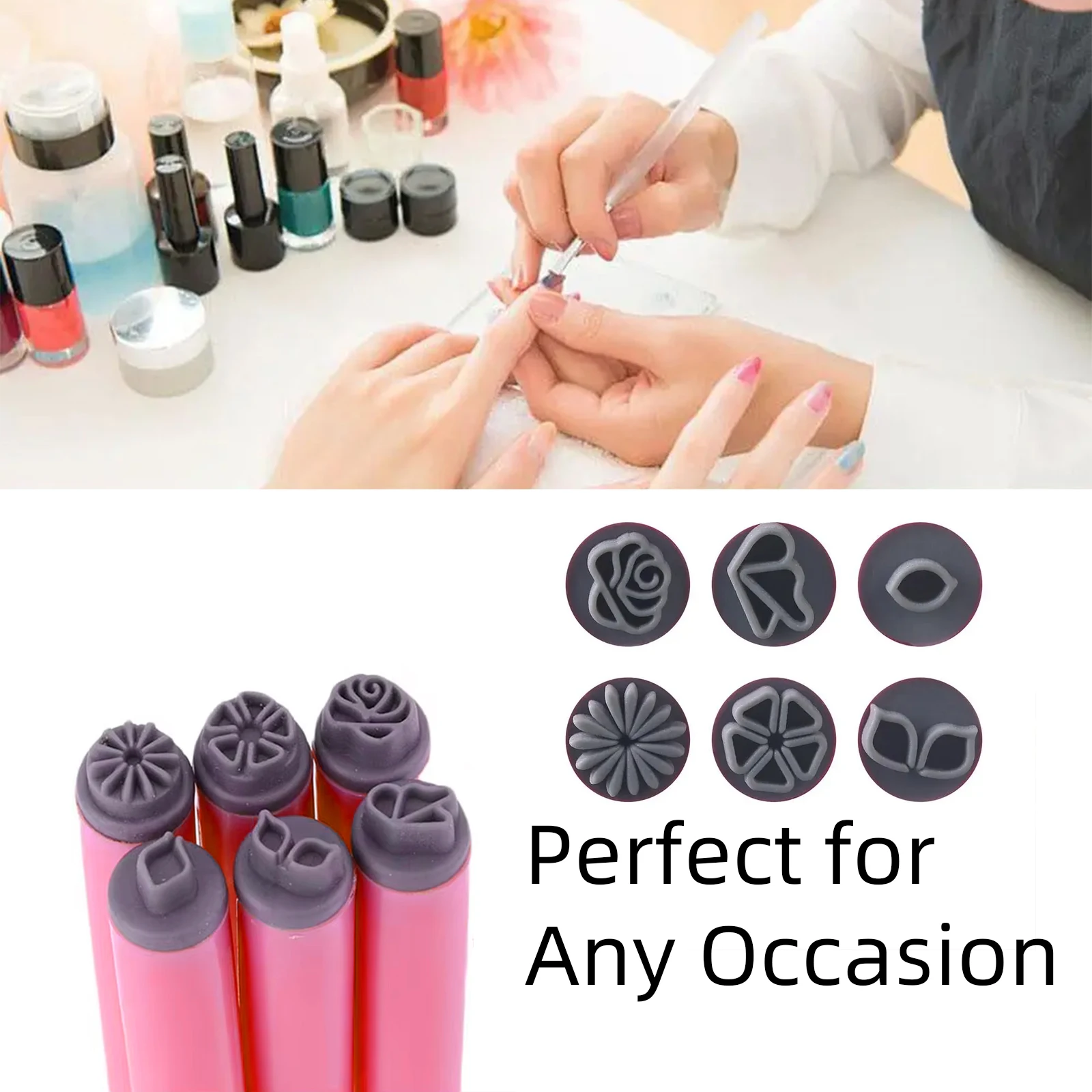 Nail Art Stamp Pen Set Floral Butterfly Pattern Nail Graffiti Pen Flower Painting Drawing Nail Brush Stamp Pen Manicure Tool