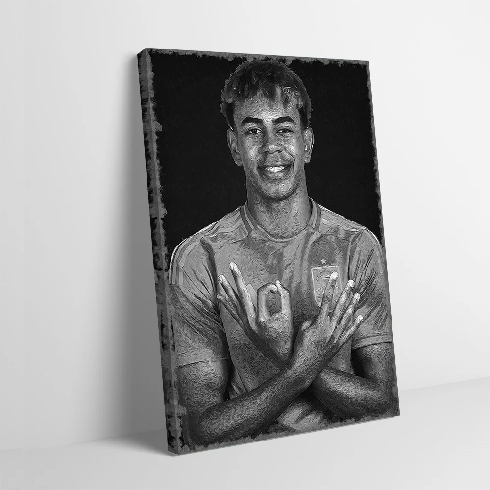 Smiling Soccer Player Portrait Poster Customizable Printed Canvas Painting Wall Art Gift for Home and Decoration Bathroom Decor