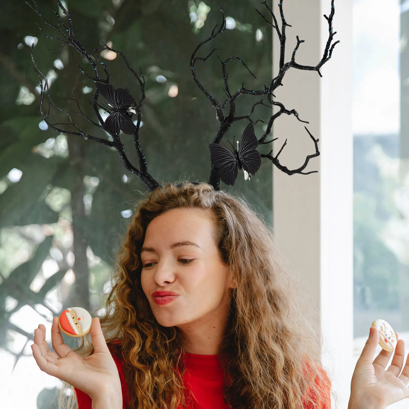 

1Pcs Antler Shaped Hair Band Fashionable Party Headband for Children Silicone Non-Fading Deformation-Free Xmas Halloween Festive