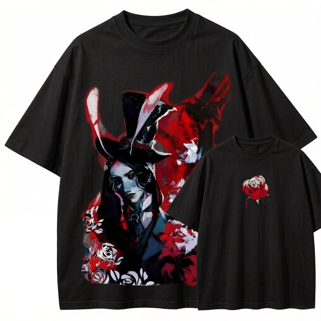 Alice Madness Anime Lover Washed T Shirt Year Round Clothing Personality Clothes Plus Size Unisex High Quality Hot Product Tee