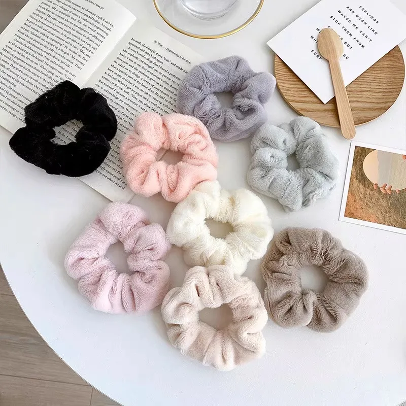 Winter Warm Soft Hair Scrunchies for Women Girls Cute Plush Elastic Hair Band Multicolor Rubber Band Hair Loop Hair Accessories