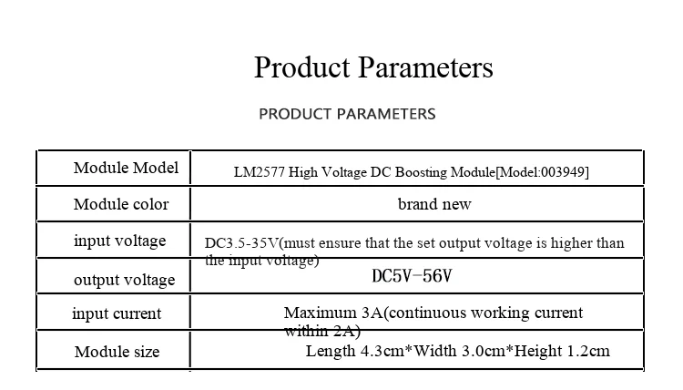 LM2577 Hochspannungs-Boost-Board DC-DC-Boost-Modul, Eingang 3,5-35V 3A, Ausgang 5-56V mit Anzeigeleuchte – Detail 3